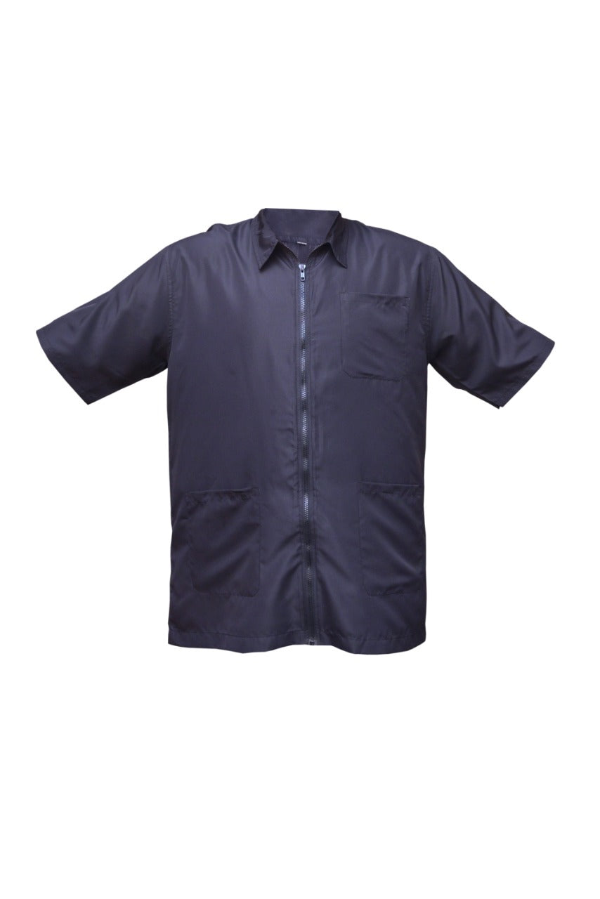 Professional Barber Black Jacket - Collar - Full Zipper - Best Apparel For Barbers