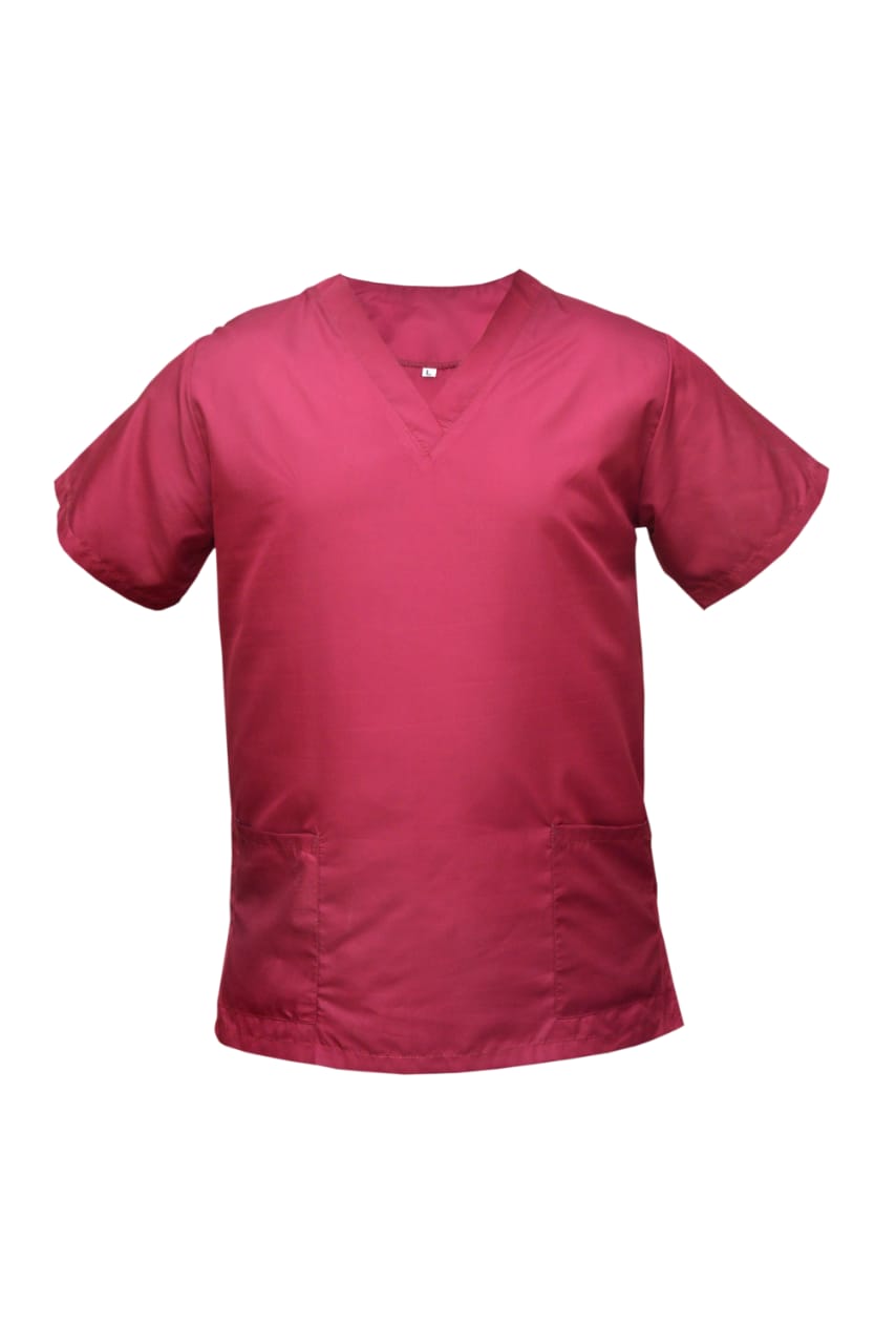 Professional Barber Burgundy Shirt - V-Neck - Fine Quality Fabric