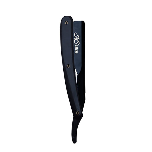 Professional Straight Edge Razor - Black Plastic Handle - Black Stainless Steel Edge