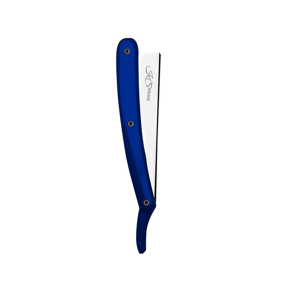 Professional Straight Edge Razor - Blue Plastic Handle - Barber Razor Holder