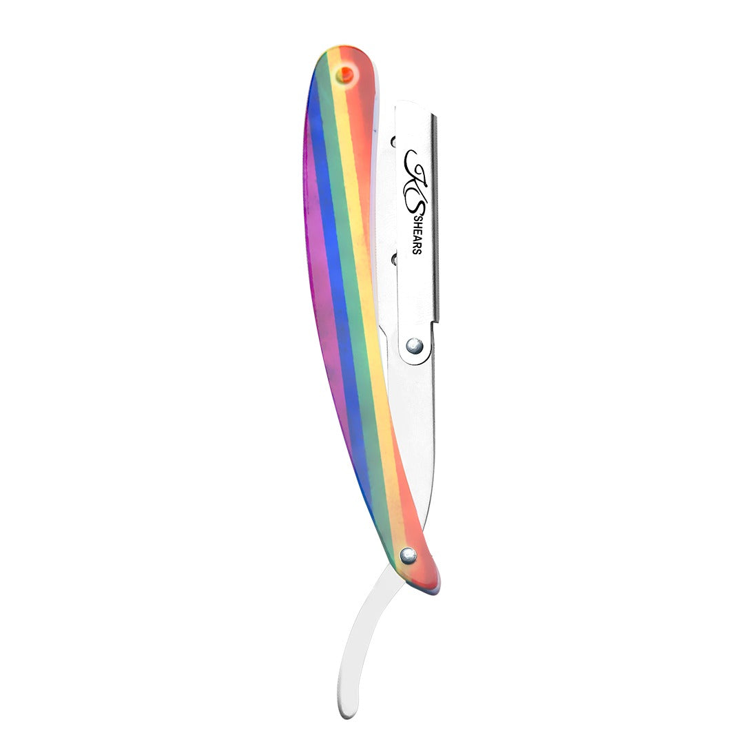 Professional Straight Edge Razor - Coloured Coated Handle - Stainless Steel Edge