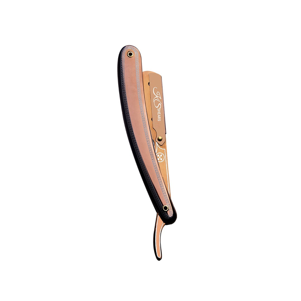 Professional Straight Edge Razor - Designed Plastic Handle - Rose Gold