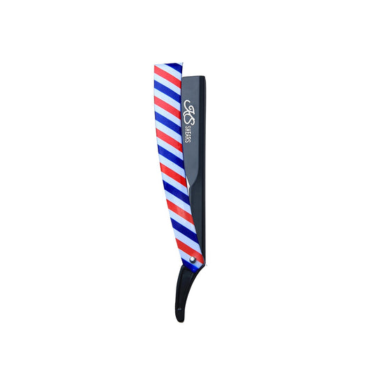 Professional Straight Edge Razor - Printed Handle - Black Stainless Steel Edge Razor