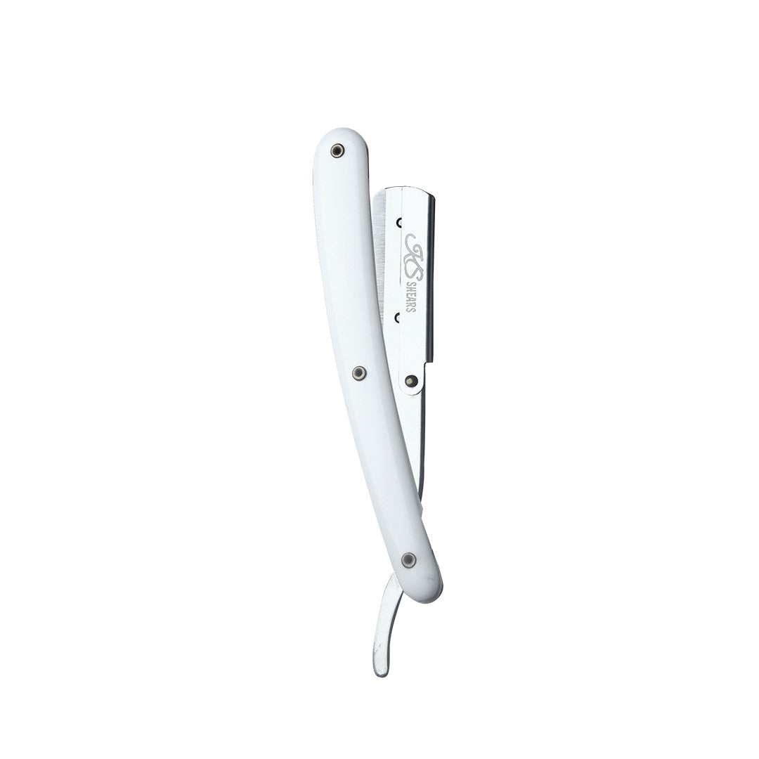 Professional Straight Edge Razor - White Handle - Stainless Steel Edge ...