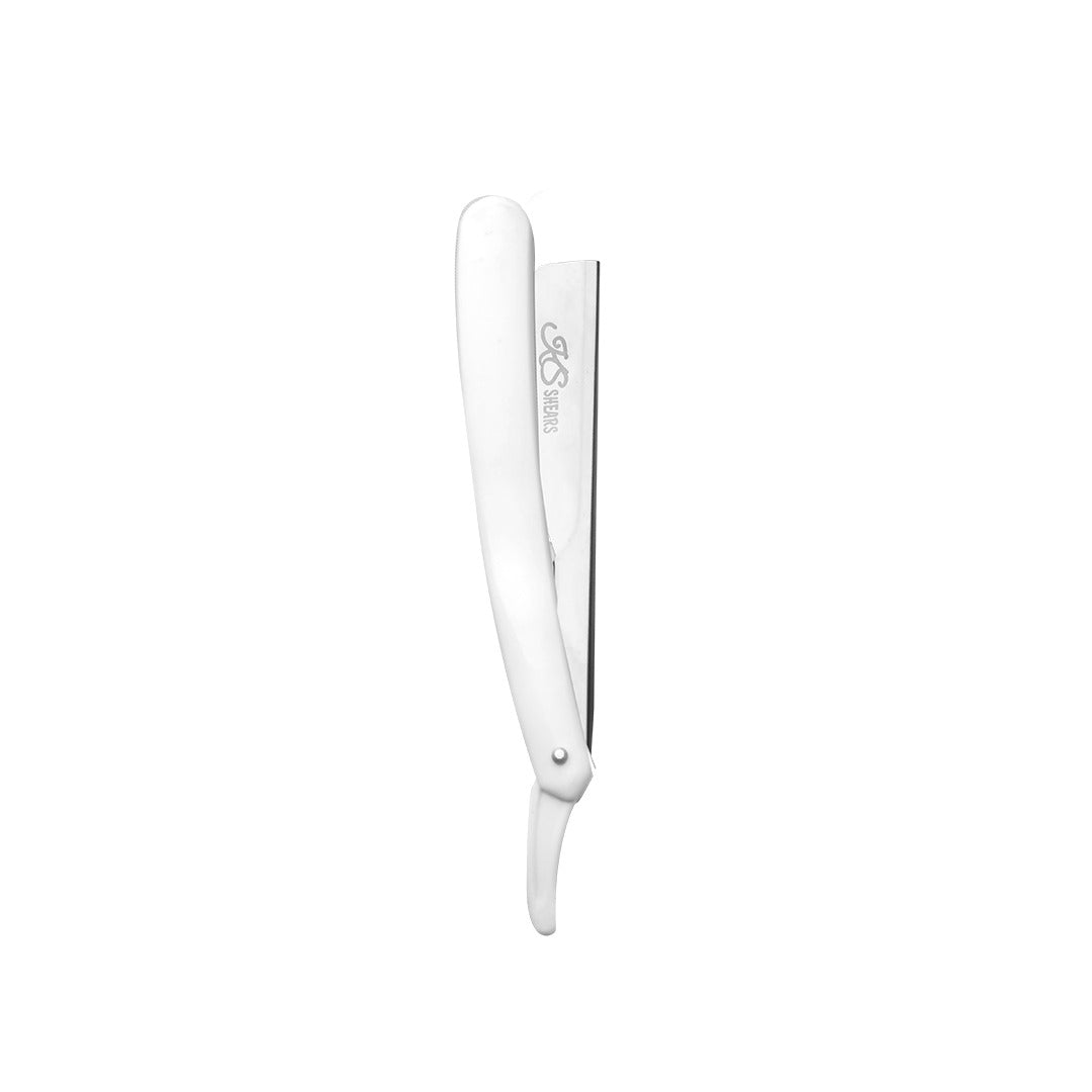 Professional Straight Edge Razor - White Plastic Handle - Sharp Edge