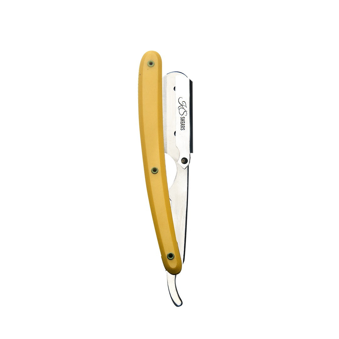 Professional Straight Edge Razor - Yellow Plastic Handle - Best For Barbers